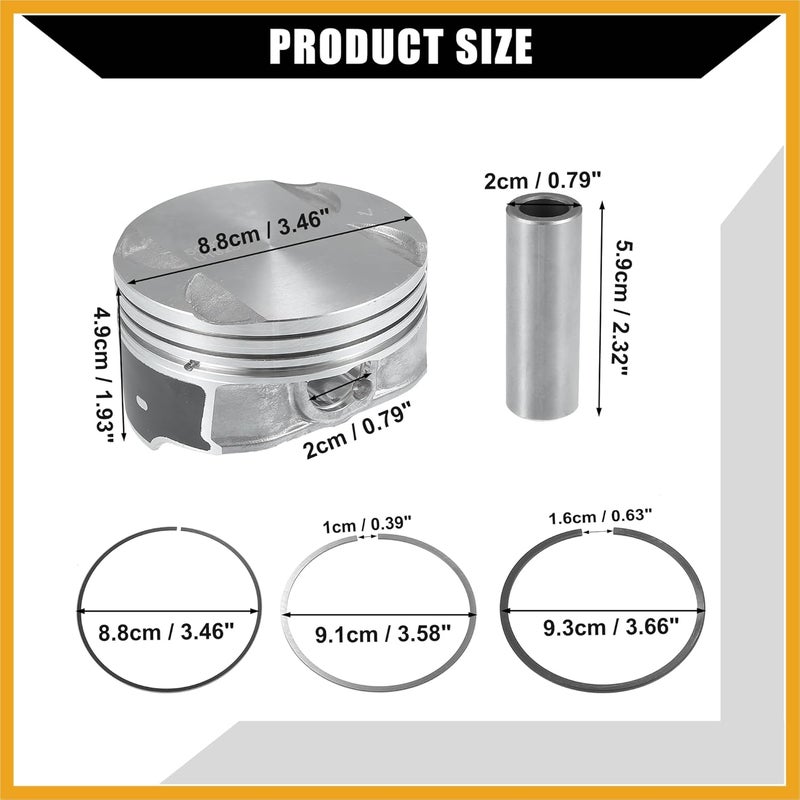 Partuto 12578324 / Front/Engine Piston and Pin Assembly for Buick LaCrosse 2.4L 2010-2016 for Chevy Captiva 2012-2015 / Piston Rings Kit/Metal / 1 Set/Titanium Tone Replacement - Image 5